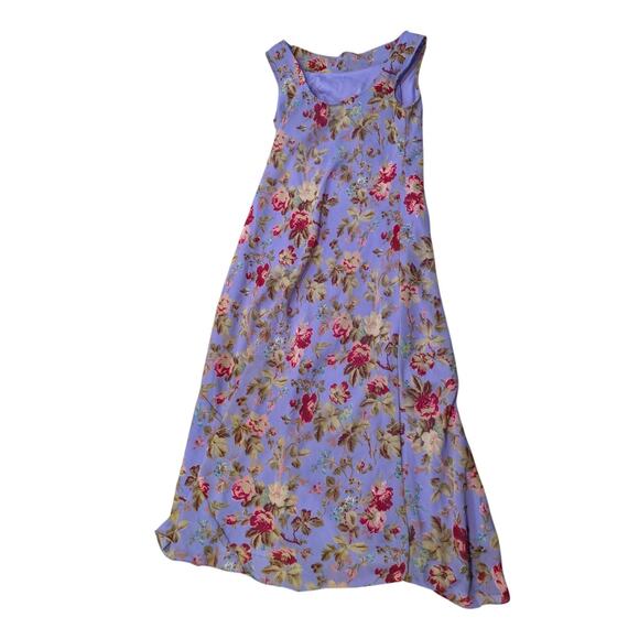 Vintage 90s Paradise NY Purple Beaded Flowy Floral Dress Size M - Picture 8 of 9